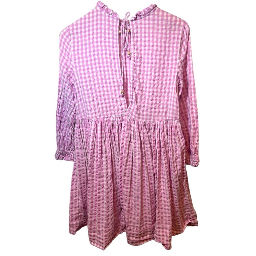Free People Liza Drop Waist Gingham Midi Dress in Tuscany Pink Size XS - Picture 5 of 16